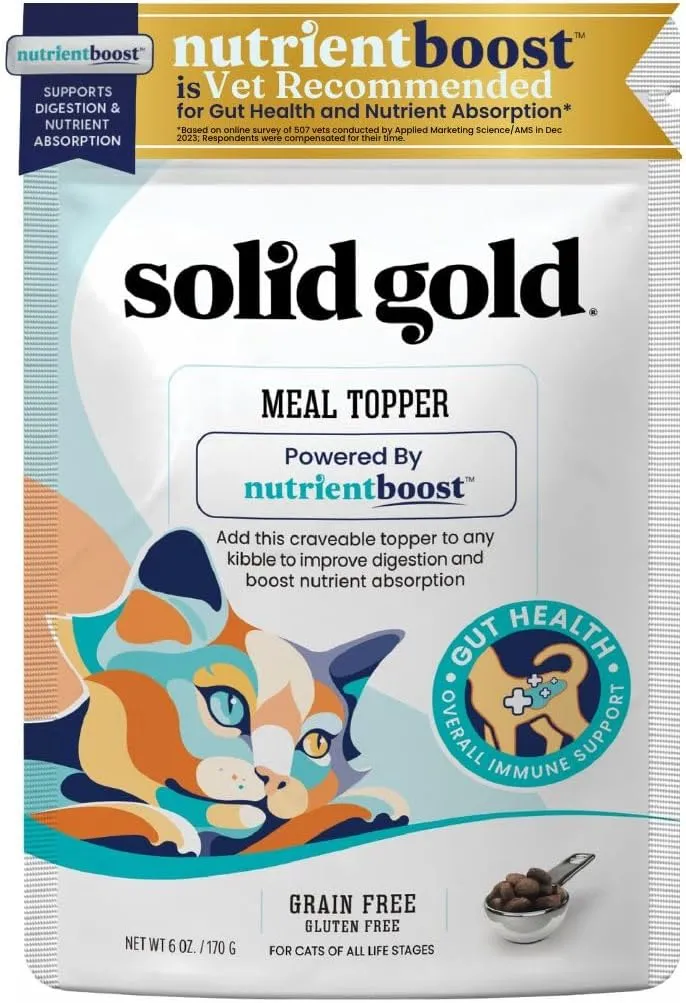 Solid Gold NutrientBoost Meal Topper for Cats - High Protein Crunchy Cat Treats Rich in Vitamins Minerals and Amino Acids - 1 Pound