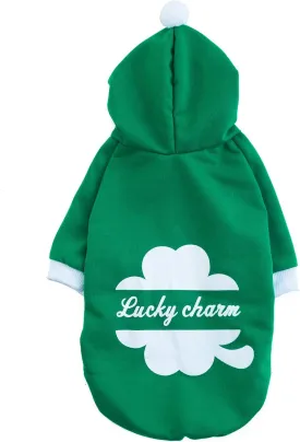 St Patrick's Day Pet Dog Hoodies Funny Lucky Charm Shirt Cute Puppy Costume Clothes for Small Medium Dogs Cats Pets (XL)