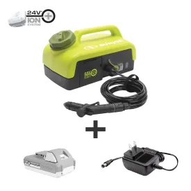 Sun Joe 24V-PSW25 24-Volt* IONMAX Cordless Go-Anywhere Portable Sink/Shower Spray Washer Kit | 116 PSI Max* | 1.5 GPM Max* | 2.5 Gal | W/ 2.0Ah Battery   Charger