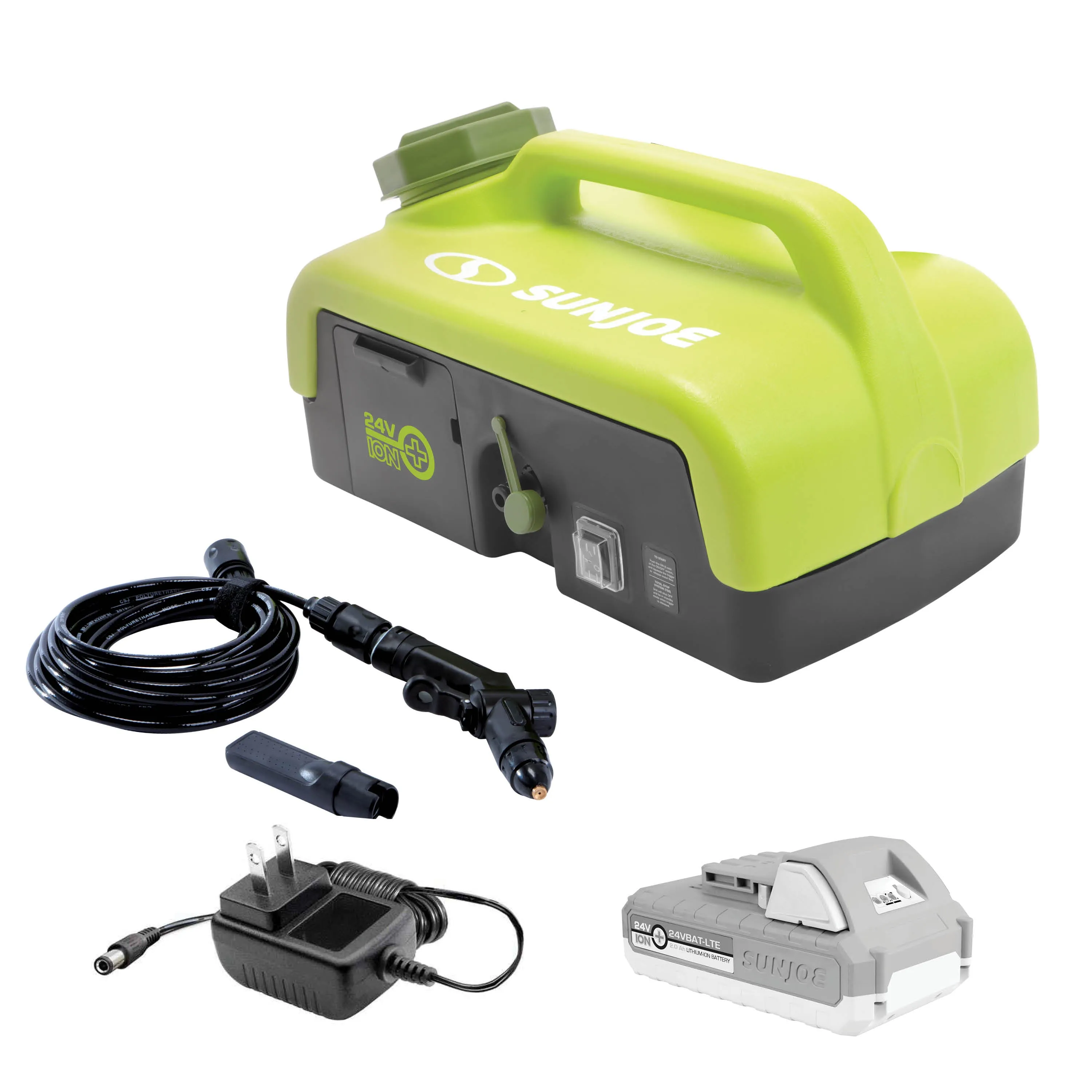 Sun Joe 24V-PSW25 24-Volt* IONMAX Cordless Go-Anywhere Portable Sink/Shower Spray Washer Kit | 116 PSI Max* | 1.5 GPM Max* | 2.5 Gal | W/ 2.0Ah Battery   Charger