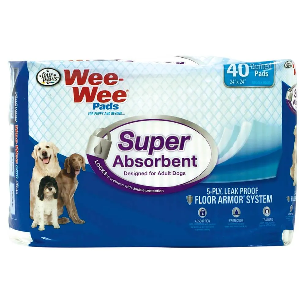 Super Absorbent Dog and Puppy Training Pads - Wee-Wee Super Absorbent Pads - Four Paws