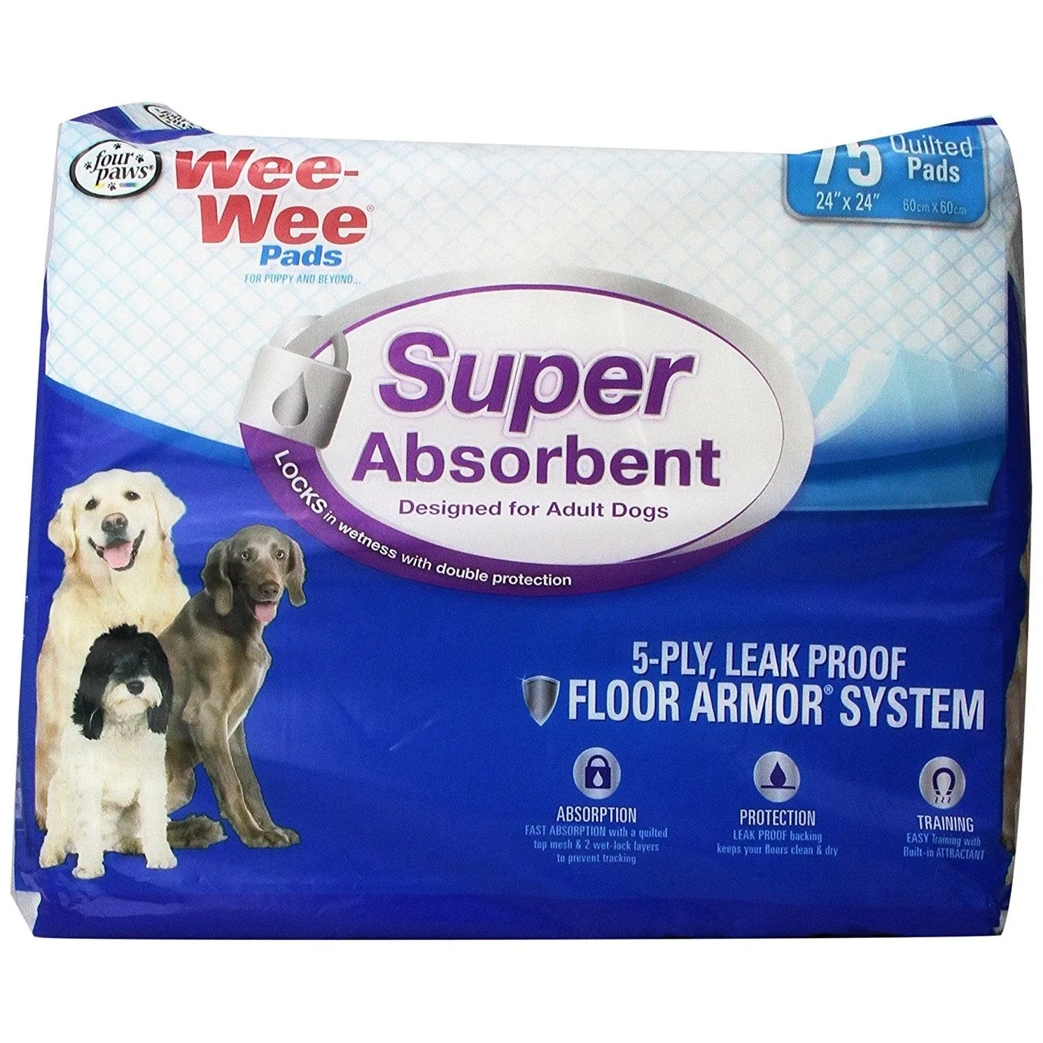 Super Absorbent Dog and Puppy Training Pads - Wee-Wee Super Absorbent Pads - Four Paws