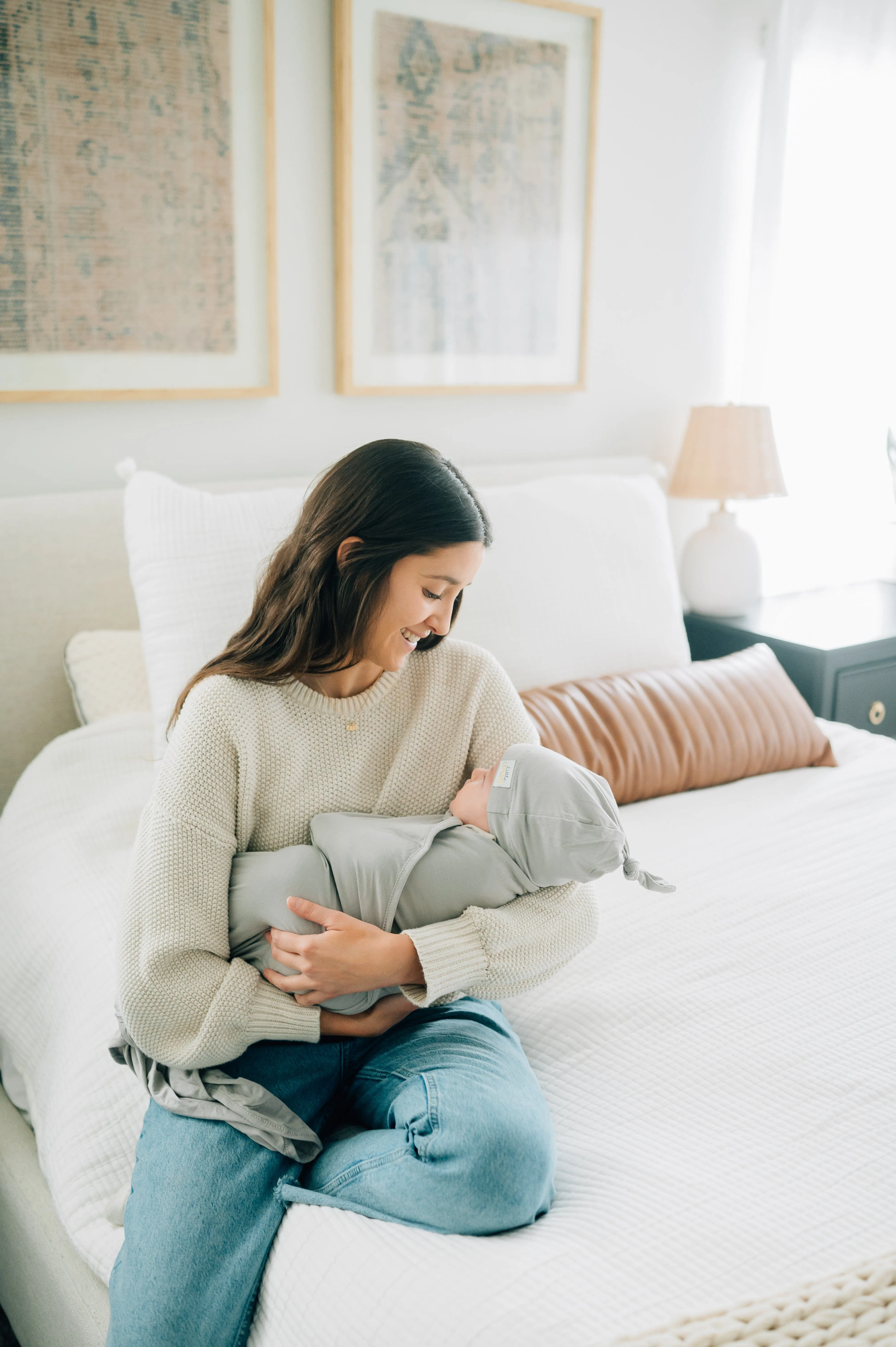 Swaddle and Hat - Tranquil Dove