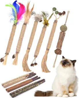 TINDTOP Silvervine Chew Sticks for Cats, 12 Pack Natural Catnip Chew Toys for Kittens Teeth Cleaning, Matatabi Dental Care, Increase Appetite, Calm Cat Anxiety and Stress, Cat Dental Toy