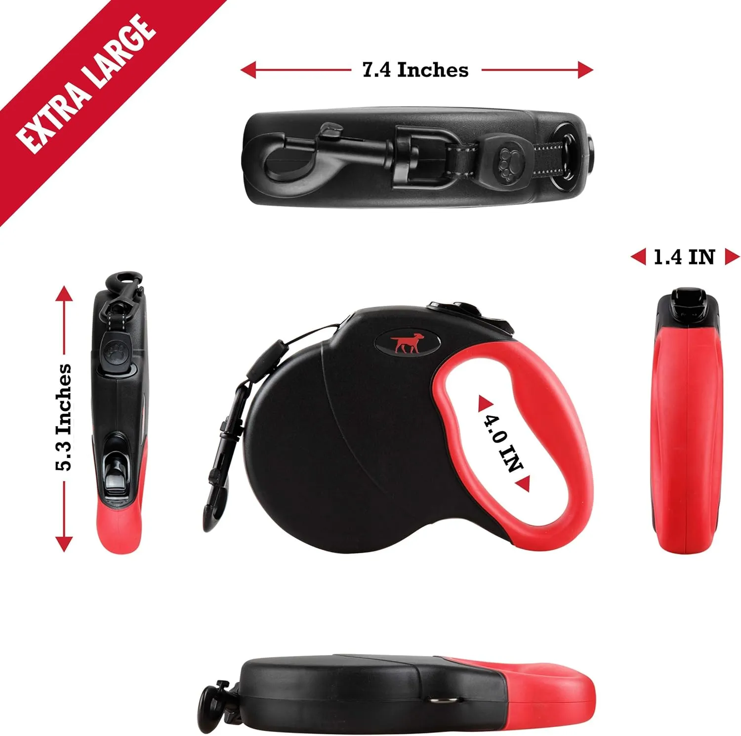 Tuff Pupper Heavy Duty Retractable Dog Leash | 16 ft Dog Leash with Reflective Stitching for Nighttime Safety | One Button Lock and Release | Comfortable Hand Grip | for Dogs Up to 120 lbs