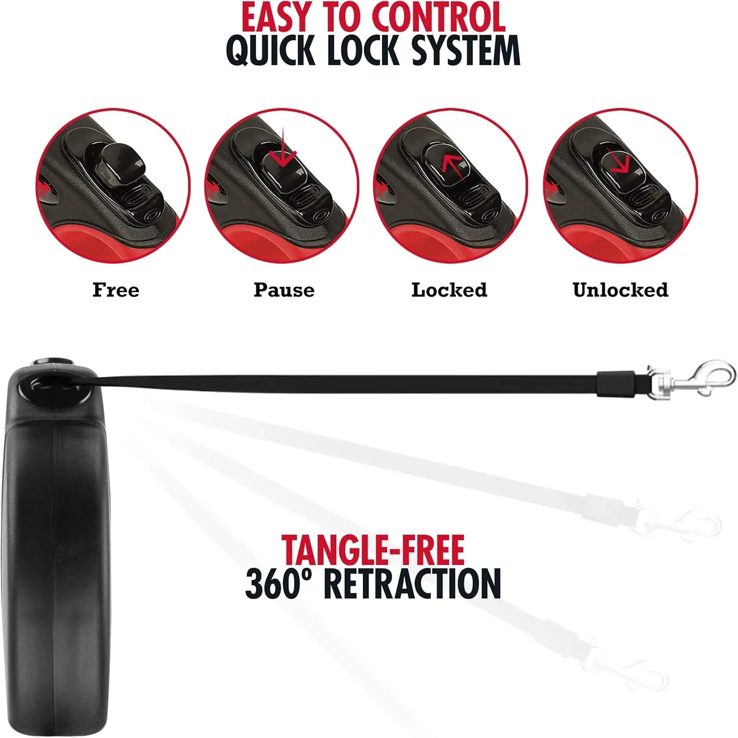 Tuff Pupper Heavy Duty Retractable Dog Leash | 16 ft Dog Leash with Reflective Stitching for Nighttime Safety | One Button Lock and Release | Comfortable Hand Grip | for Dogs Up to 120 lbs