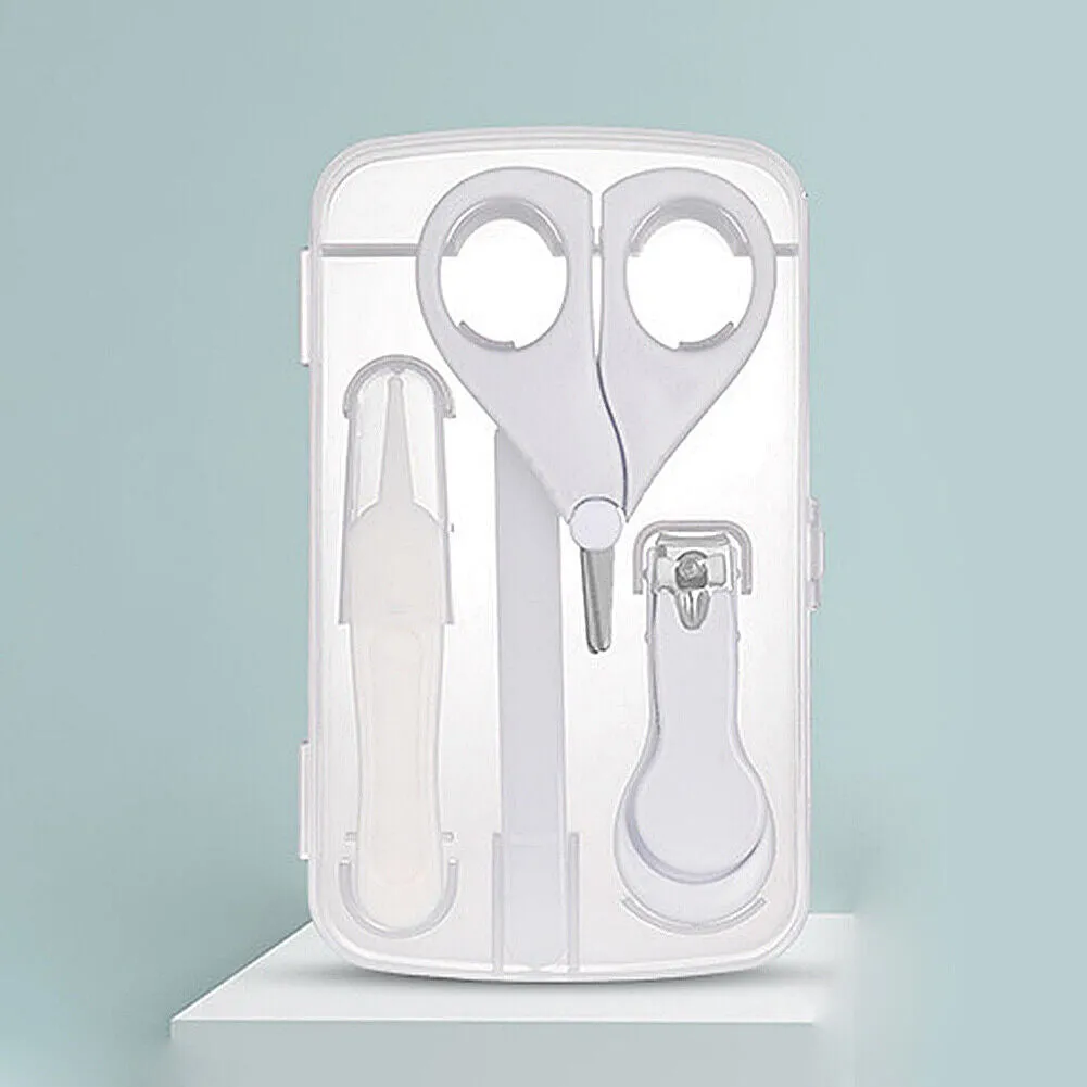 US 4-in-1 Baby Fineborn Grooming Kit Nail Clippers Scissor Nail File Tweezer Set