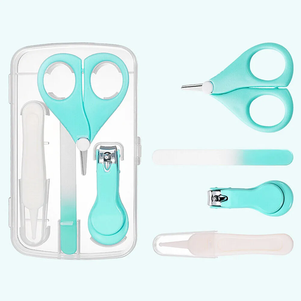 US 4-in-1 Baby Fineborn Grooming Kit Nail Clippers Scissor Nail File Tweezer Set