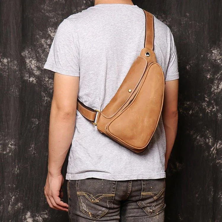 Vintage Mens Sling Leather Backpacks