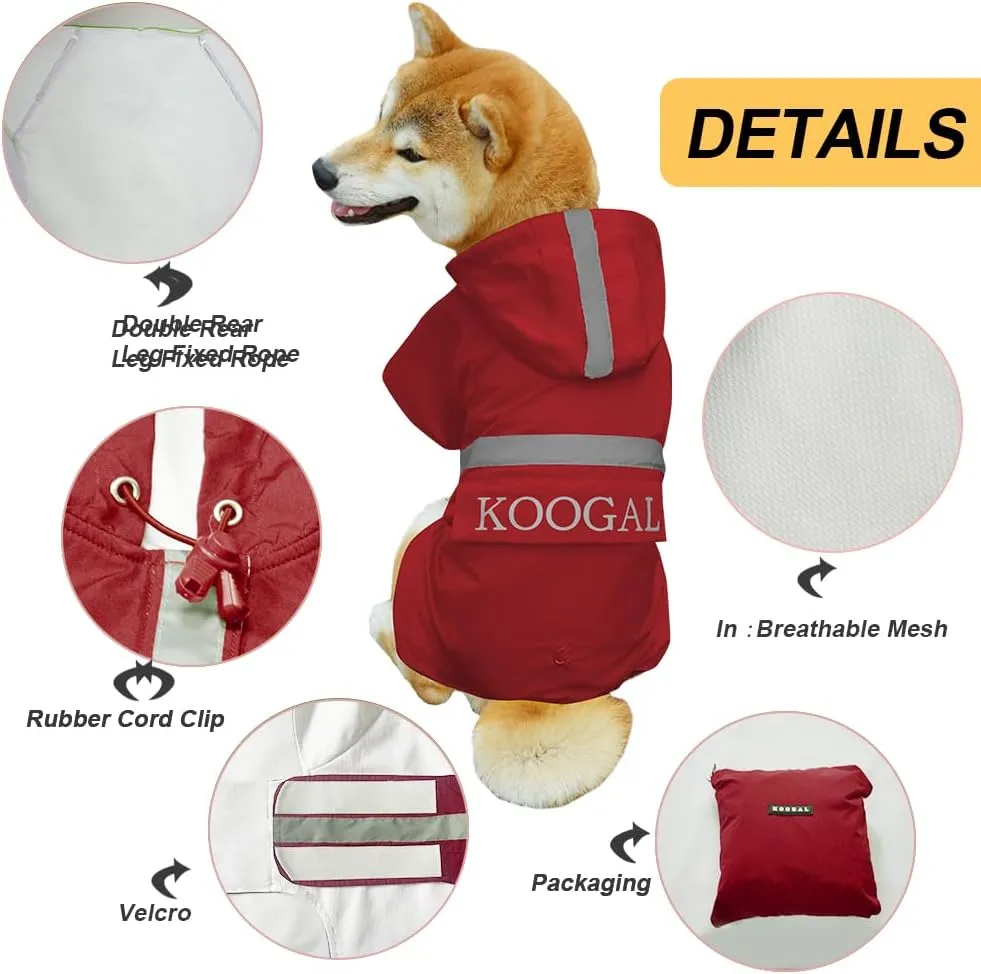 Waterproof Dog Coat for Small to Medium Dog Raincoat Apparel, Dog Raincoat Poncho Waterproof Dog Clothes Pet Jacket Dogs Raincoats Jacket for Small to Medium Dogs(Red,3XL)