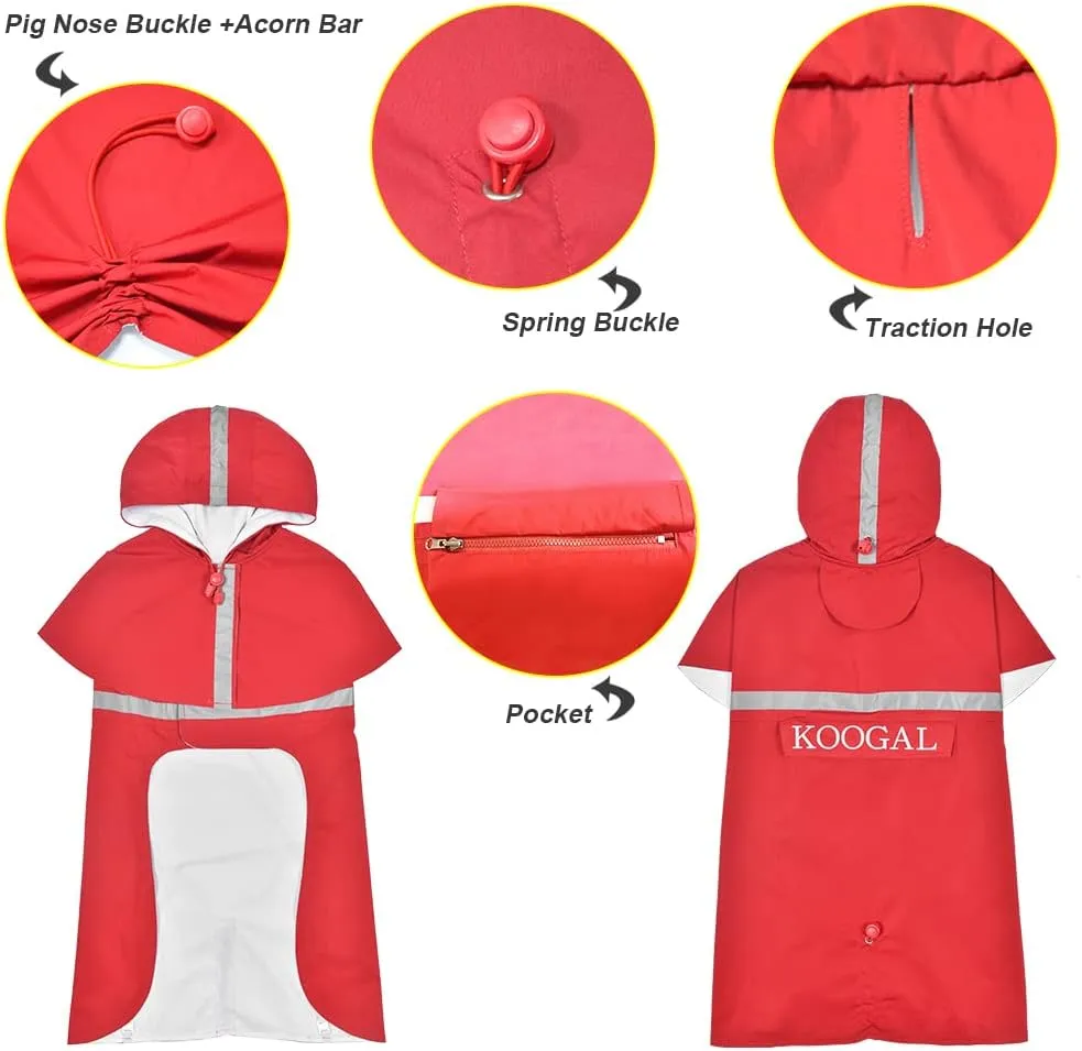 Waterproof Dog Coat for Small to Medium Dog Raincoat Apparel, Dog Raincoat Poncho Waterproof Dog Clothes Pet Jacket Dogs Raincoats Jacket for Small to Medium Dogs(Red,3XL)
