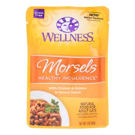 Wellness Pet Products Cat Food - Morsels With Chicken And Salmon In Savory Sauce (Pack of 24) - 3 Oz.