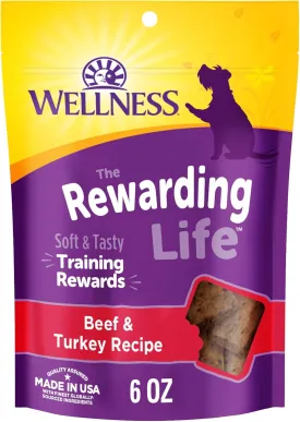 Wellness Rewarding Life Dog Treats, Natural, Training Treat, Grain Free, Soft Beef & Turkey (6 Ounce bag)