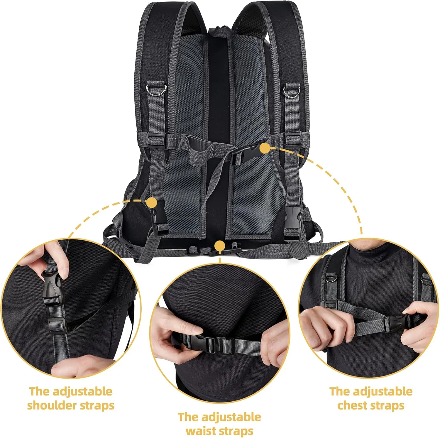 WOYYHO Pet Dog Carrier Backpack Small Dog Front Backpack Ventilated Dog Carrier Back Pack with Storage Pockets, Adjustable Straps & Safety Belt for Travel Hiking Outdoor (Size L: 10-14 lbs, Black)
