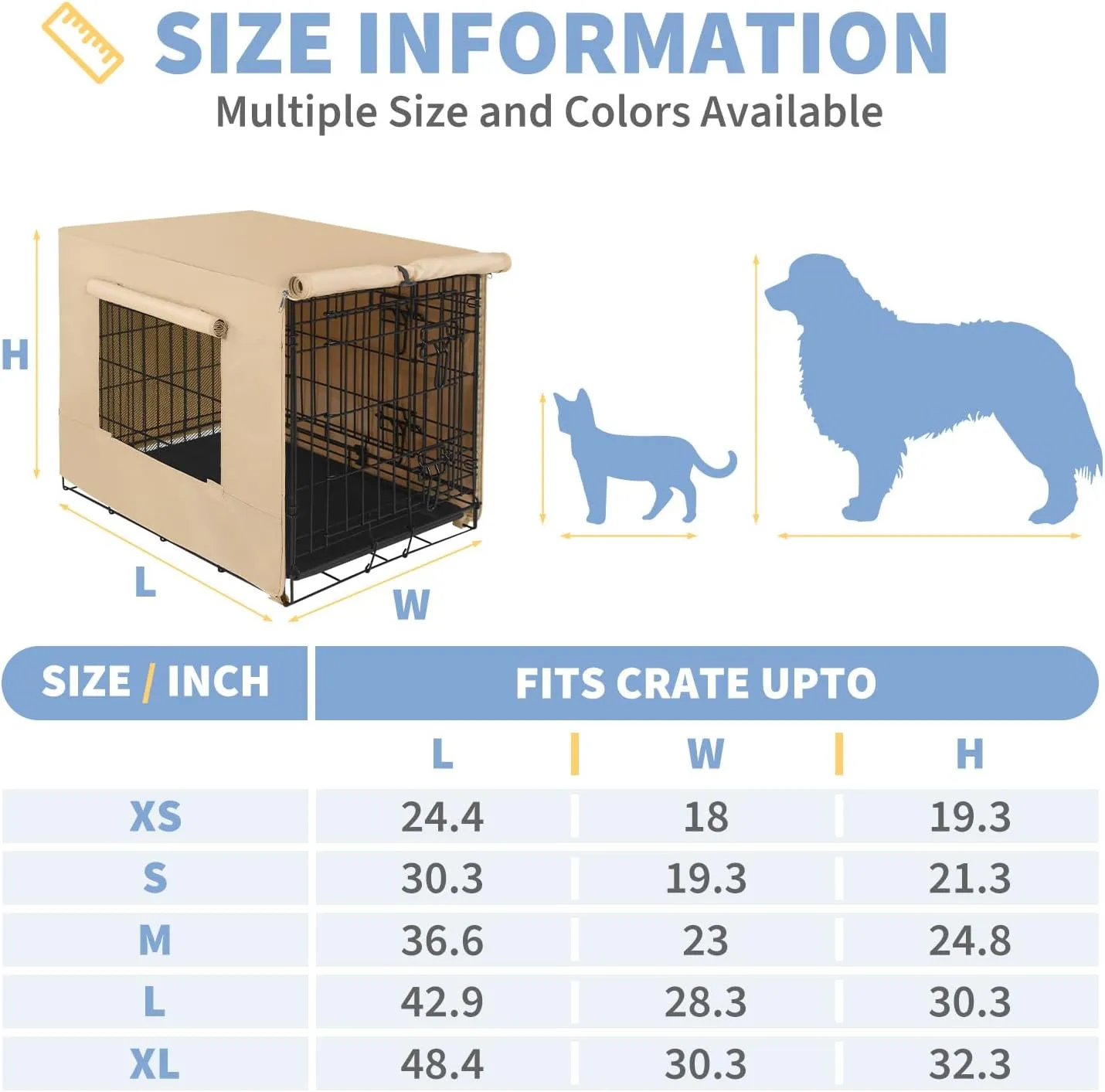 X-ZONE PET 48" Dog Crate Cover for Indoor/Outdoor - Heavy Duty Polyester Pet Kennel Cover Fits for Wire Dog Cage Beige