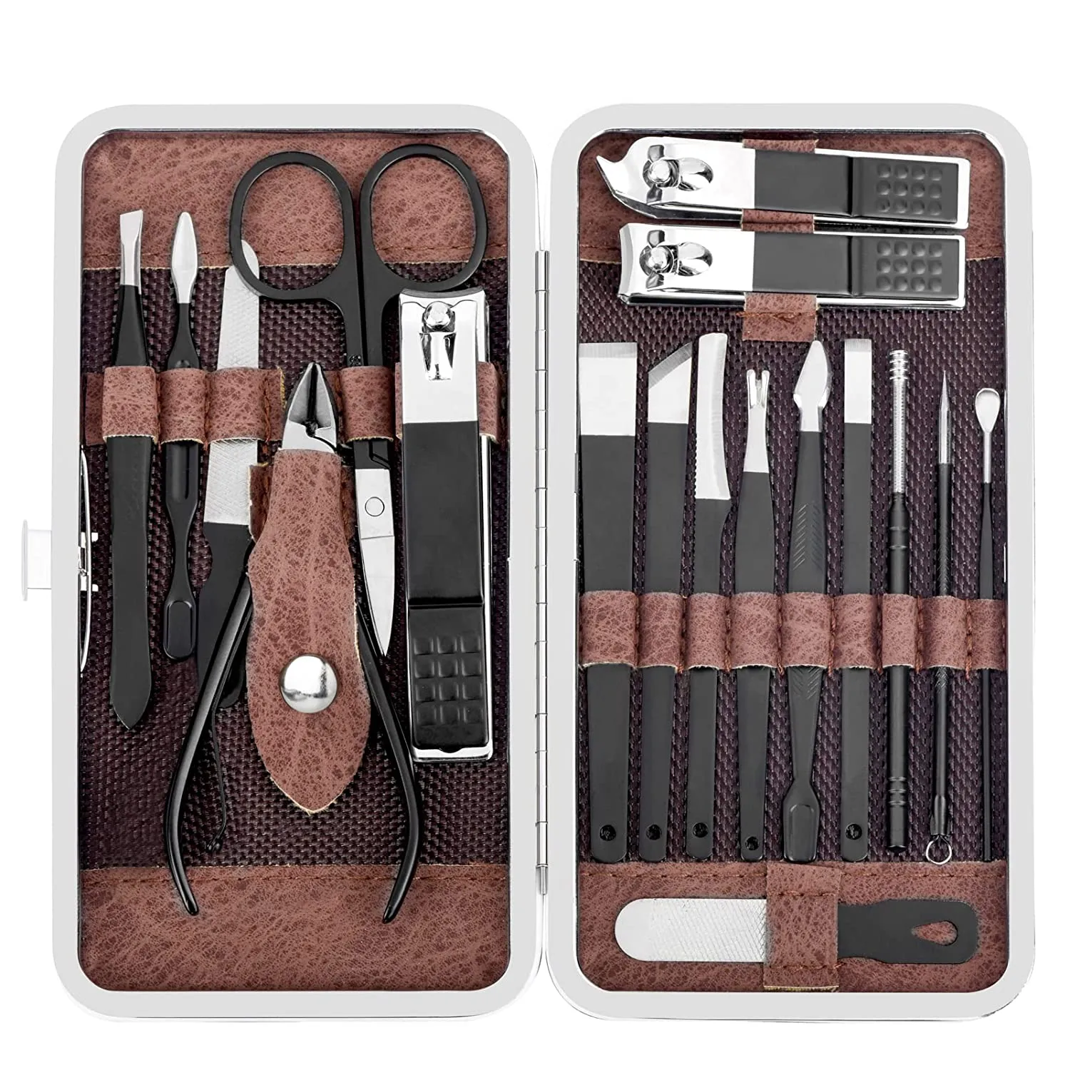 Yougai Manicure Set 18 pcs Professional Nail Clippers Pedicure Kit, Stainless Steel Pedicure Set Nail Grooming Kit Tools with Luxurious Travel Case(Pink)